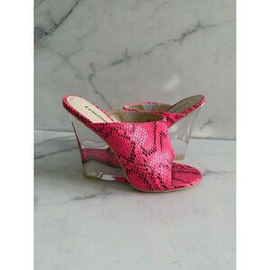 LEMONADE Cotton Candy Snake Pront Lucite Wedges Sandals Size 6.5